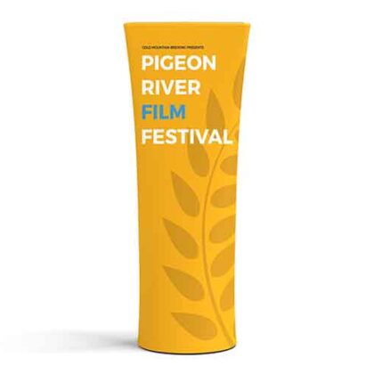 Straight fabric banner stand with double-sided printed graphic