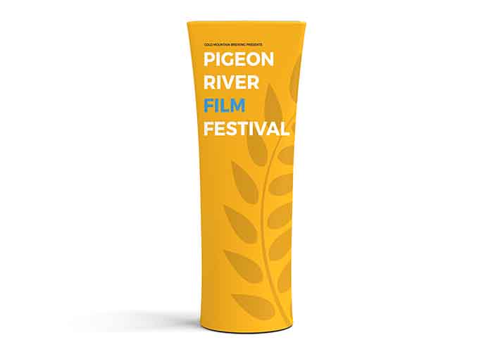 Straight fabric banner stand with double-sided printed graphic