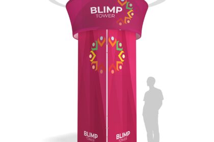 15.25ft Blimp Squared Tower with Rotating Blimp Exhibition Display Stand