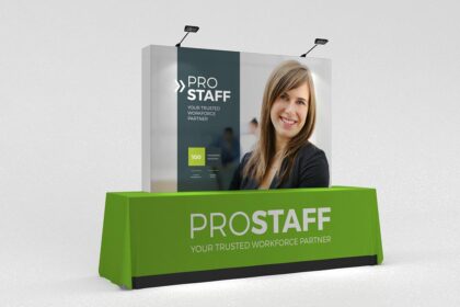 OneFabric 8ft Straight Tabletop Display Exhibition Display Stand