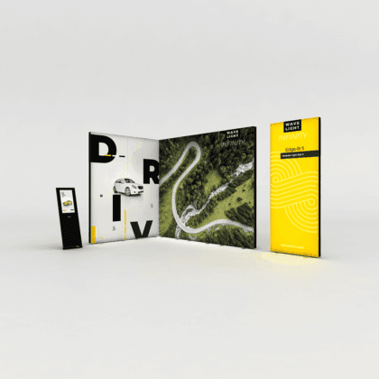 Modular lightbox display with SEG backlit fabric graphics