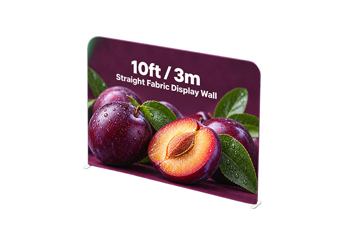 10ft (3m) Straight Fabric Display Wall with Custom Printed Exhibition Backdrop