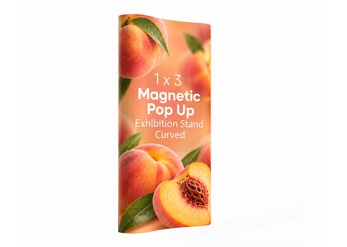 1x3 Magnetic Pop Up Exhibition Stand Curved with Printed Graphic Panels