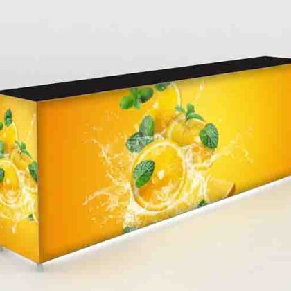 300M 360° SEG Lightbox Exhibition Counter with illuminated printed graphics