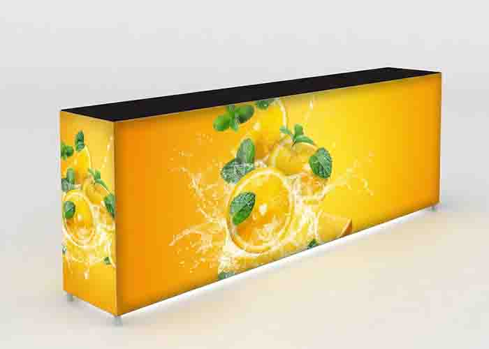 300M 360° SEG Lightbox Exhibition Counter with illuminated printed graphics