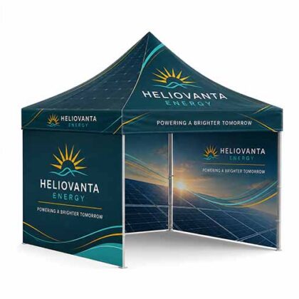 3m x 3m printed gazebo with three full-height walls and open front
