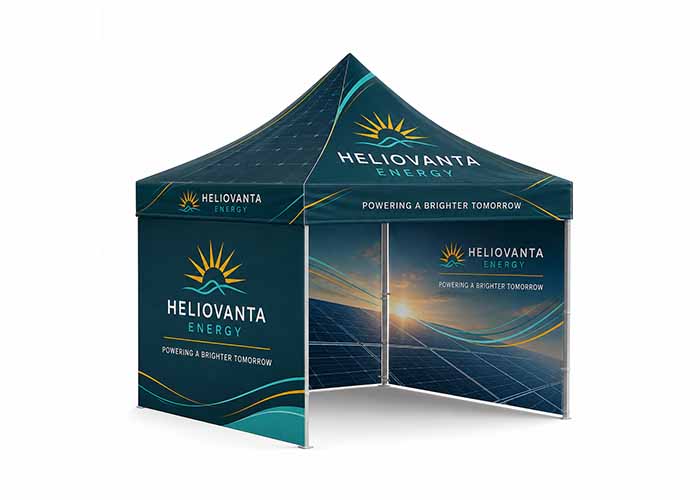 3m x 3m printed gazebo with three full-height walls and open front