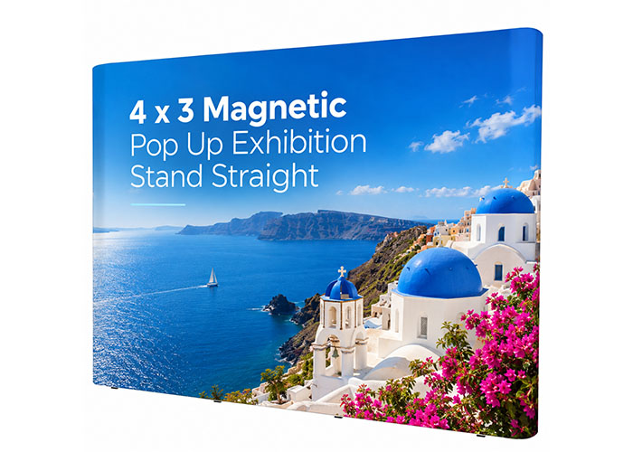 4x3 Magnetic Pop Up Exhibition Stand Straight with Printed Graphic Panels