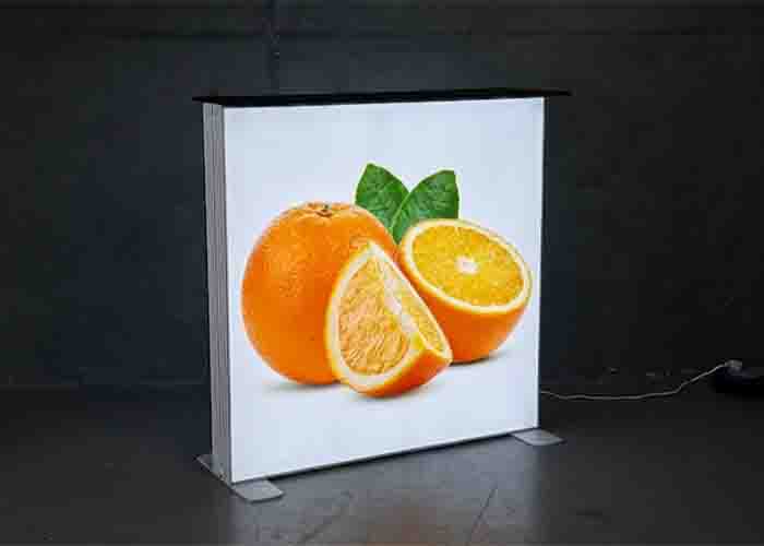 Premium LED Lightbox Counter with illuminated graphic and black countertop