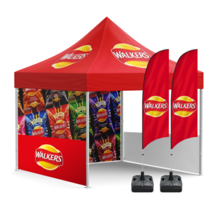 Pop-Up Gazebo – Event Kit (Walls + 2 Curve Flags)