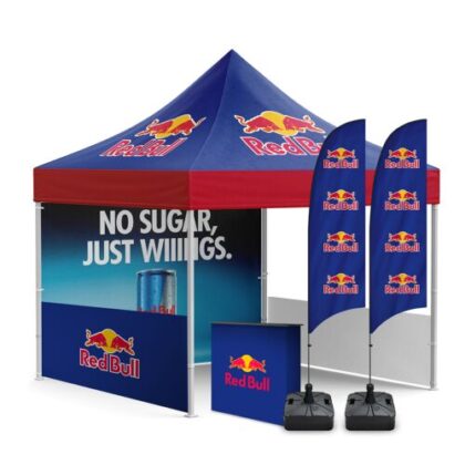 Pop-Up Gazebo – Event Pro Kit (Walls, Flags + Counter)